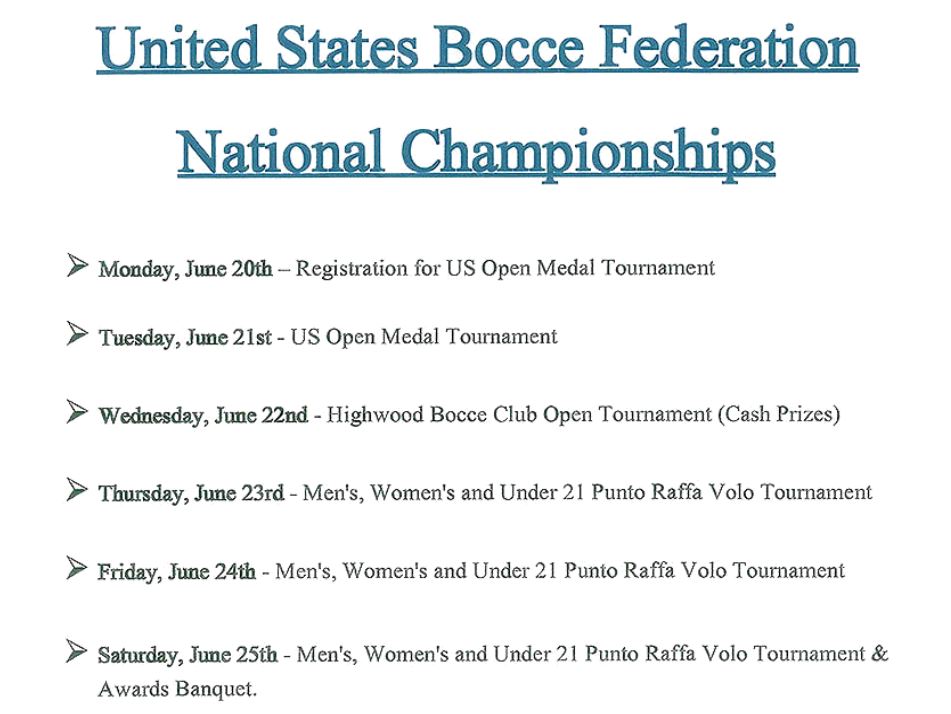 2017 US Bocce National Championships